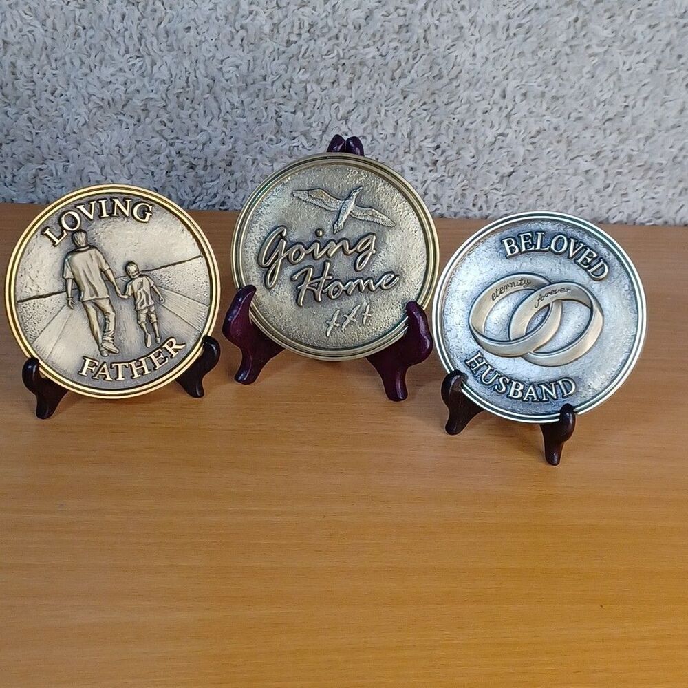 3 Batesville Casket LifeStories Medallions Loving Father Husband Dad Memorial